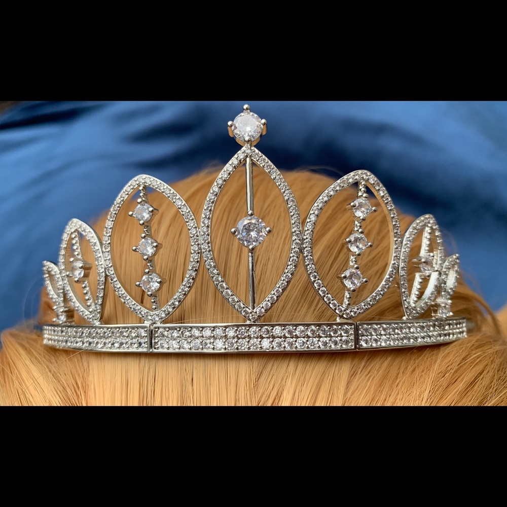 CZ cubic zirconia crown tiara bridal pageant prom